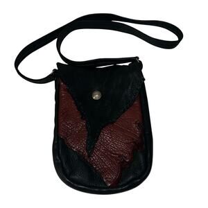 HANDMADE butter soft leather Black and Brown Leather crossbody